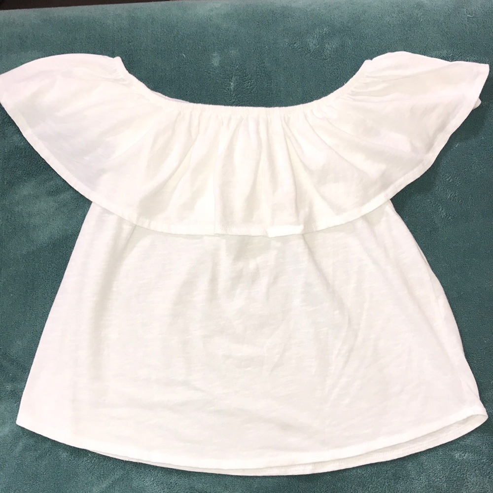 Off the shoulder white flowy top